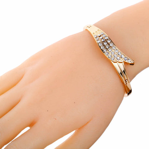 Women's Fashion Gold Plated Crystal Rhinestone Bangle Cuff Bracelet