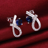 925 Sterling Silver Exquisite Blue Zircon Earrings