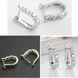 925 Sterling Silver Women White Gemstones Women's Hoop Earrings