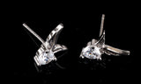 925 Sterling Silver Angel Wings Crystal Stud Earrings
