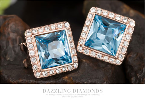 Yuan Natural Blue zirconium Crystal Earrings