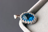 925 Sterling Silver Inlaid Garnet Pendant Blue zirconium