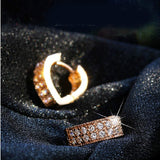 925 Sterling Silver V-Shaped Heart Cubic Zirconia Earrings