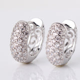 18k Gold Platinum Plated Hoop Huggie Cubic Zirconia Earrings For Women