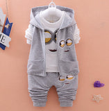Baby Girls and Boys Minion Suits Infant/Newborn Vest+T Shirt+Pants 3 Pcs Sets