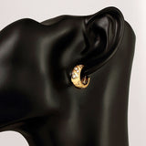 18k Real Gold Pleated Hoop Earrings For Women