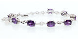 Genuine 925 Sterling Silver Natrual Raw Purple Amethyst Bracelet Chain