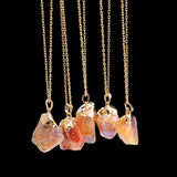 18K Gold Plated Rough Natural Stone Amethyst Crystal Druzy Necklaces