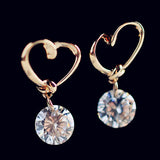 925 Sterling Silver Plated Heart Crystal Rhinestone Earrings