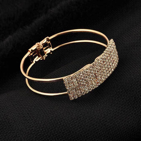 Womens Fashion Bangle Crystal Cuff Bracelet Bling Hand Chain