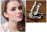 925 Sterling Silver Women White Gemstones Women's Hoop Earrings