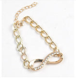 Cute Gold Crystal Rhinestone Infinity Chain Bracelet