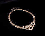 Crystal Alloy 18K Gold Plated Bridal Necklace Earring Bracelet Ring Jewelry Set