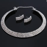 Charm Wedding Bridal Rhinestone Crystal Necklace Earring Plated Jewelry Set