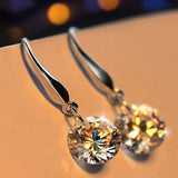 Womens 925 Sterling Silver Ear Hook Crystal Rhinestone Earrings