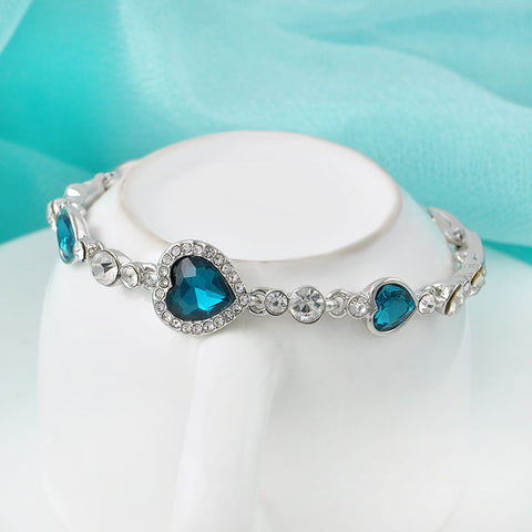 Women's Heart Crystal Rhinestone Bangle Bracelet
