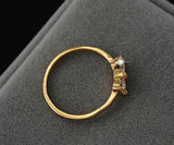 Noble Plated 18K Real Gold  Bow ring Zircon Crystal
