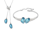 Blue Necklace Bracelet Set Made With Swarovski Elements
