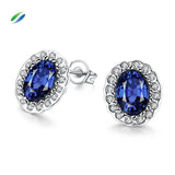 Blue Zirconium Sapphire Gold Plated Earrings
