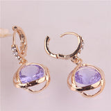 Women's 14K Gold Filled Jewelry Ball Purple Amethyst Dangle Earrings