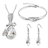 Crystal Jewelry Sets Pendants & Necklaces Stud Earring Bracelet Bangles Silver Chain Plated For Women