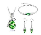 Crystal Jewelry Sets Pendants & Necklaces Stud Earring Bracelet Bangles Silver Chain Plated For Women