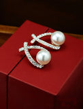 Gold Crystal Stud Earrings Brincos Perle Pendientes Bou Pearl Earrings
