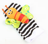 Colorful Rattle Baby Toys Garden Bug Wrist Rattle + Foot Socks 4pcs a Set