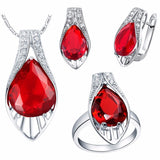 Jewelry Sets Zircon Earrings, Cristal Rings, 925 Sterling Silver Necklace Jewelry
