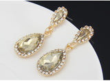 High Quality Emerald Crystal Champagne Rhinestone Earrings