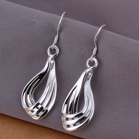 925 Sterling Silver Loop Drop Dangle earrings
