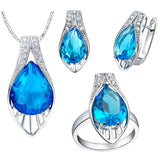 Jewelry Sets Zircon Earrings, Cristal Rings, 925 Sterling Silver Necklace Jewelry