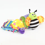 Colorful Rattle Baby Toys Garden Bug Wrist Rattle + Foot Socks 4pcs a Set