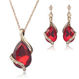 Water Drop Crystal Necklace Earrings Set