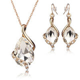 Water Drop Crystal Necklace Earrings Set