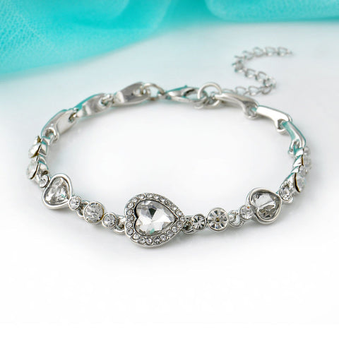 Women's Heart Crystal Rhinestone Bangle Bracelet Deal