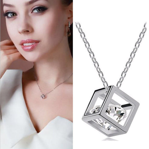 925 Sterling Silver Necklace Magic Cube Pendant