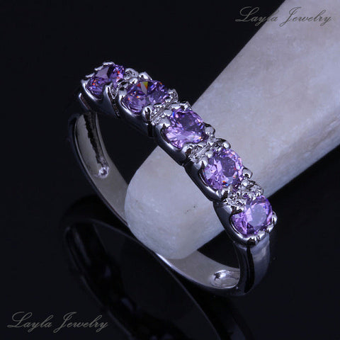 Purple Amethyst Crystal CZ Diamond Rings for Women