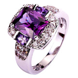 Purple Amethyst White Topaz 925 Silver Ring