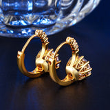18K Rose Gold Plated Cushion Cut Big CZ Diamond Hoop Earrings for Women