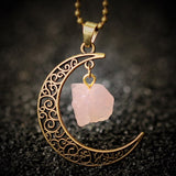 Galaxy Moon Crystal Heart Amethyst Natural Stone Necklace and Pendant