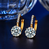 18K Rose Gold Plated Cushion Cut Big CZ Diamond Hoop Earrings for Women