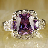 Purple Amethyst White Topaz 925 Silver Ring