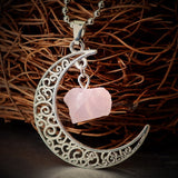 Galaxy Moon Crystal Heart Amethyst Natural Stone Necklace and Pendant