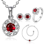 925 Sterling Silver Filled Necklace Ankle Earrings Ring Set